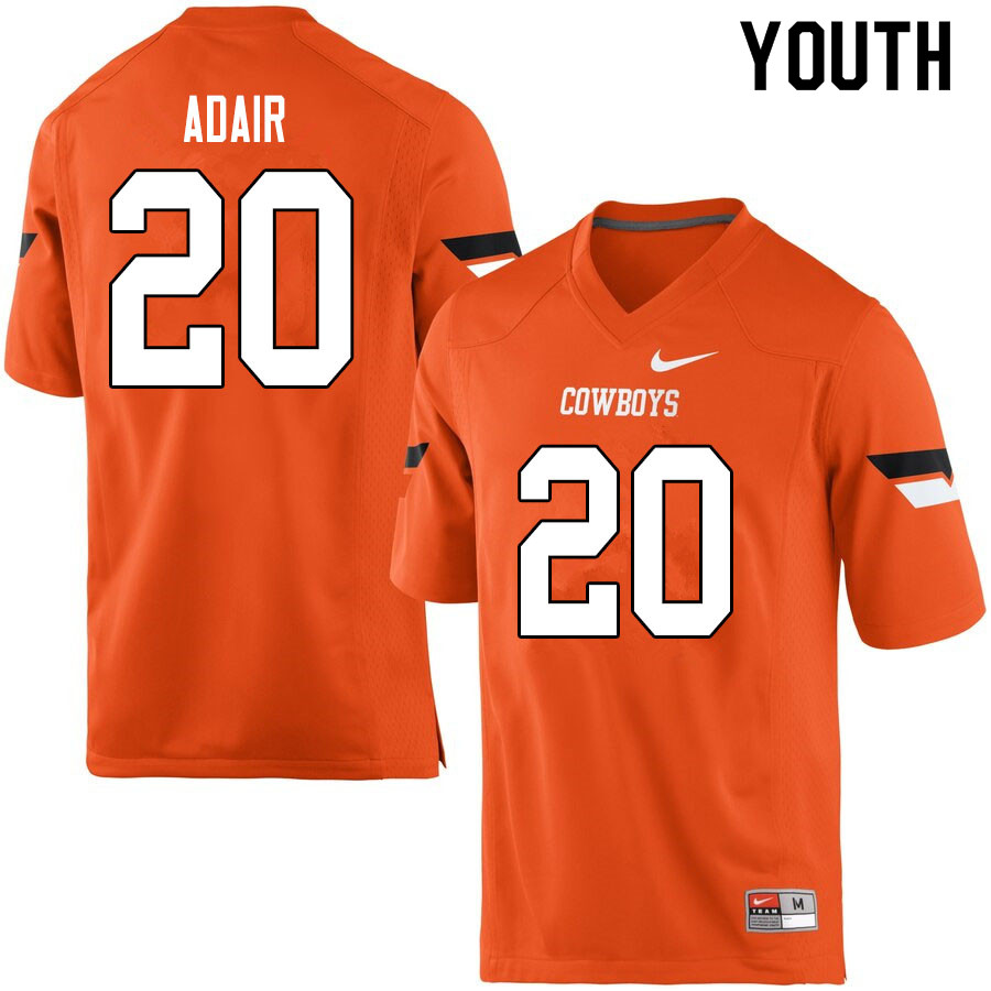 Youth #20 Schyler Adair Oklahoma State Cowboys College Football Jerseys Sale-Orange - Click Image to Close